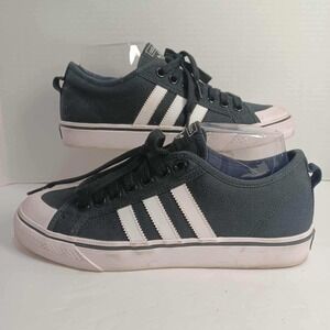 Adidas Nizza Trefoil Casual Canvas Sneakers Black White Three Stripe‎ Shoes SZ 8